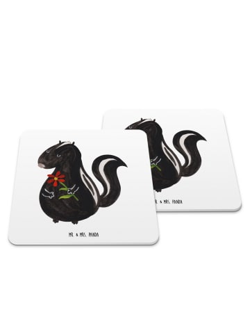 Mr. & Mrs. Panda Untersetzer Set Stinktier Blume ohne Spruch in Weiß