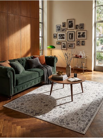 KADIMA DESIGN Kurzflor-Teppich VERNANTE waschbar Blütenranken Wohnzimmer Flur in Creme
