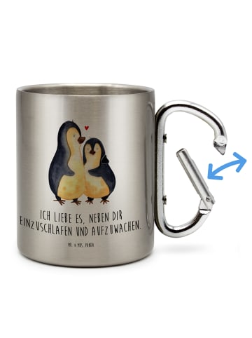 Mr. & Mrs. Panda Henkeltasse Pinguine Einschlafen mit Spruch in Silber
