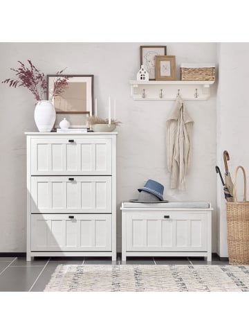 SoBuy Schuhbank in Weiß - (B)80 x (H)50 x (T)30cm