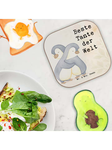 Mr. & Mrs. Panda Glasuntersetzer Pinguin Beste Tante der Welt De... in Weiß