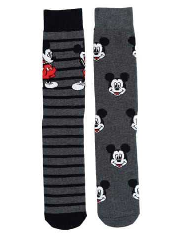 Disney 2er Pack Disney Mickey Mouse Socken Sneaker Strümpfe in grau/schwarz