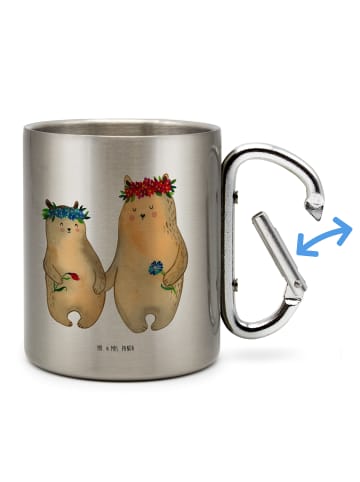 Mr. & Mrs. Panda Teetasse Bären mit Blumenkranz ohne Spruch in Silber