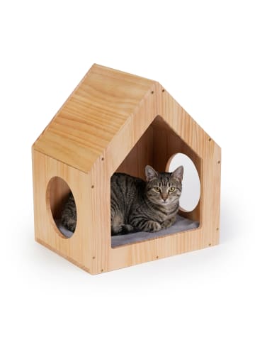 relaxdays Katzenhaus in Natur - (B)39,5 x (H)46 x (T)30 cm