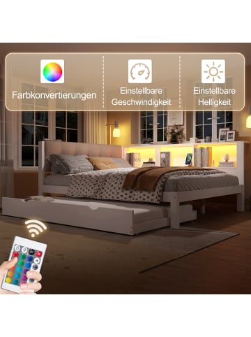 ABRIHOME 140x200cm Einzelbett Tagesbett ausziehbar mit LED