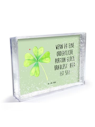 Mr. & Mrs. Panda Acrylrahmen Blume Kleeblatt mit Spruch in Blattgrün