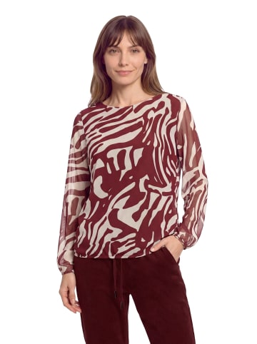BETTY & CO Mesh-Shirt mit Gummizug in Nature/Dark Red