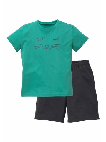Vivance Pyjama in türkis-anthrazit-meliert