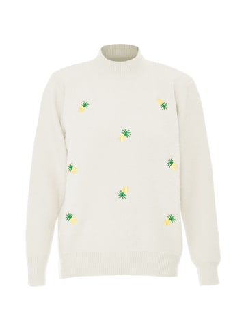 Poomi Damen Strickpullover in Wollweiss