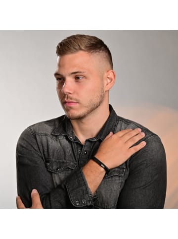 Adeliás Herren Armband – Lederarmband aus Leder 19 cm in schwarz