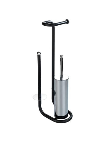 Wenko Toilettenpapierständer mit WC-Bürste UNIVERSALO in Schwarz, 20 x 62 x 23 cm