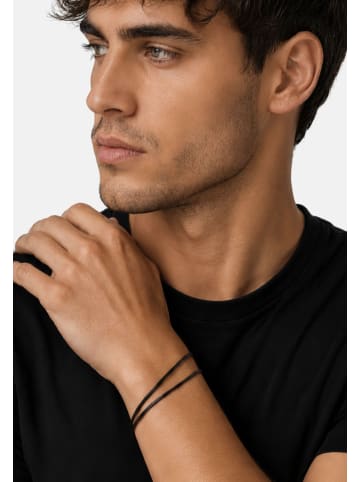 Steel_Art Herrenarmband Eero silberfarben poliert in schwarz