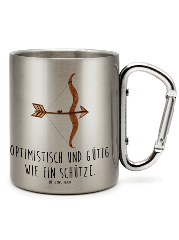 Mr. & Mrs. Panda Isolierbecher Sternzeichen Schütze mit Spruch in Silber