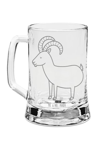 Mr. & Mrs. Panda Gravur Bierkrug Sternzeichen Steinbock ohne Spruch in Transparent