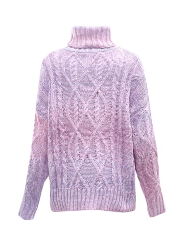 myMo Damen Rollkragenpullover in LILA WOLLWEISS