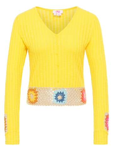 myMo Pullover Mit Gehäkeltem Bund in Gelb Mehrfarbig