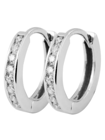 Adeliás Damen Ohrringe – Klappcreole aus 925 Silber mit Zirkonia in silber
