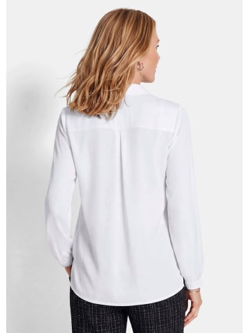 GOLDNER Satinbluse mit Gummibündchen in weiß
