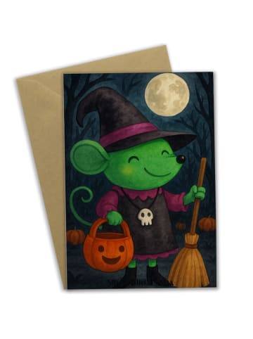 Mr. & Mrs. Panda Beileidskarte Maus Hexe Design ohne Spruch in Weiß