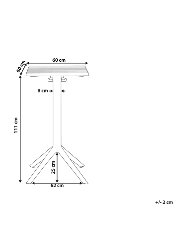 Beliani Stehtisch LEMNOS in Schwarz - (W) 60 x (H) 111 x (L) 60 cm