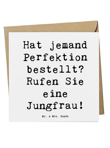 Mr. & Mrs. Panda Grußkarte Spruch Jungfrau Perfektion mit Spruch in Weiß