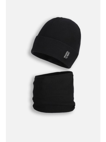 MOKIDA Baumwollset Mütze + Schal in schwarz
