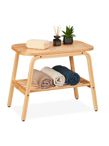 relaxdays Bambus Sitzhocker in Natur - (B)57 x (H)46 x (T)33 cm