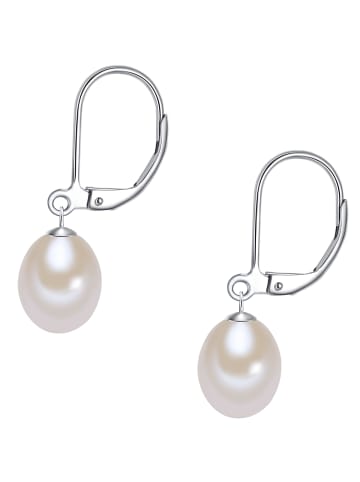 Lulu & Jane Perlen-Creolen Sterling Silber Süßwasser-Zuchtperle in silber