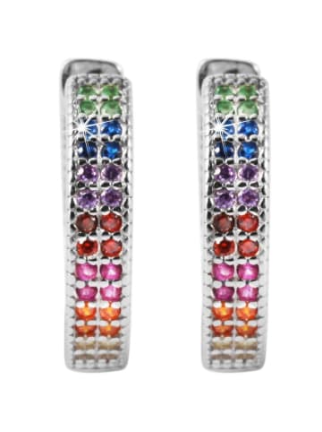 Adeliás Damen Ohrringe – Klappcreole aus 925 Silber mit Zirkonia in silber