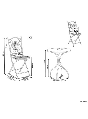 Beliani 3-tlg Bistro Set CARIATI in Schwarz