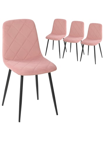 HOMCOM Esszimmerstühle in Rosa 45L x 54B x 87H cm
