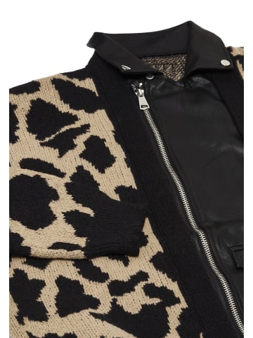 NAEMI Damen Strickjacke in Beige Schwarz