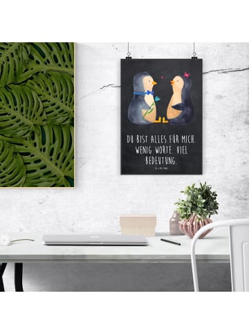 Mr. & Mrs. Panda Plakat Pinguin Pärchen mit Spruch in Kreidetafel