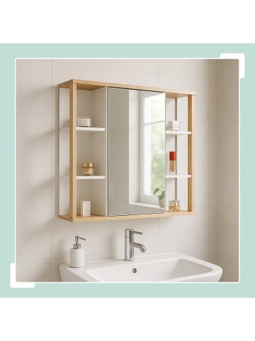 relaxdays Spiegelschrank in Weiß - (B)62 x (H)64 x (T)21 cm