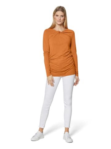 MADELEINE Langarmshirt mit Knoten und Raffungen in wüstenorange