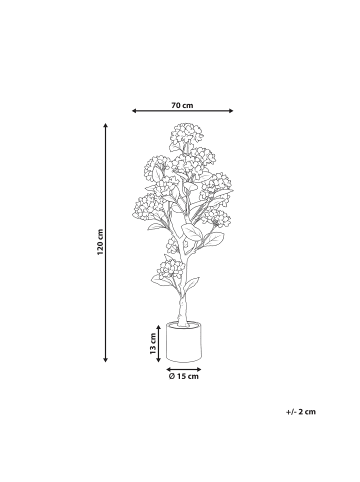 Beliani Kunstpflanze HORTENSIUM in Weiß/Grün - (W) 70 x (H) 120 x (L) 70 cm