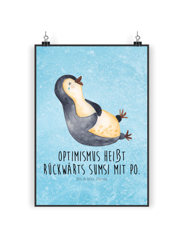 Mr. & Mrs. Panda Bild Pinguin Lachen mit Spruch in Eisblau