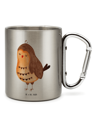 Mr. & Mrs. Panda Thermobecher Eule Zufrieden ohne Spruch in Silber