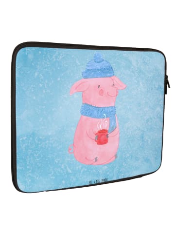 Mr. & Mrs. Panda Laptop Tasche Schweinchen Glühwein ohne Spruch in Eisblau