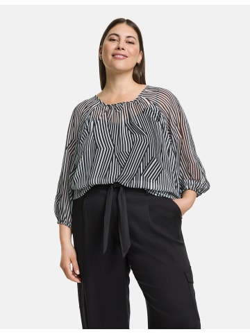 SAMOON Bluse 3/4 Arm in Black gemustert