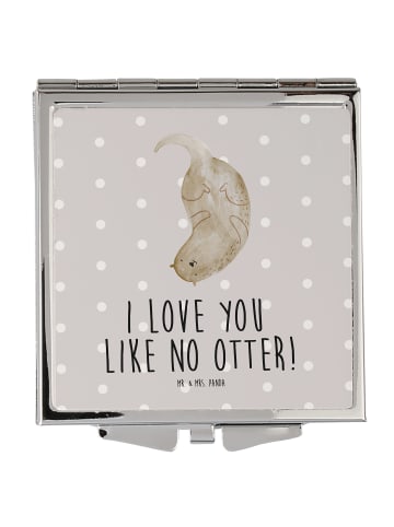 Mr. & Mrs. Panda Taschenspiegel Otter Kopfüber mit Spruch in Grau Pastell