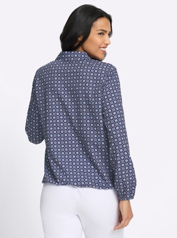 Sieh an! Schlupfbluse in dunkelblau-taubenblau-bedruckt