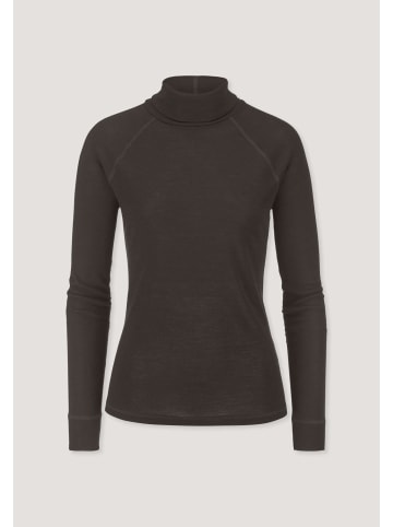 Hessnatur Hessnatur Longsleeve Slim aus Bio-Merinowolle und TENCEL™ Lyocell in kakao braun