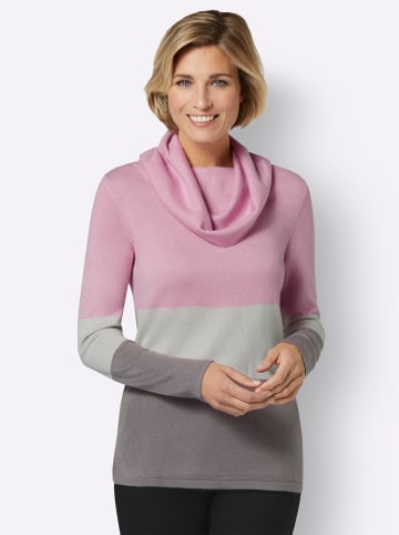 Sieh an! Rollkragenpullover in rosé-gestreift