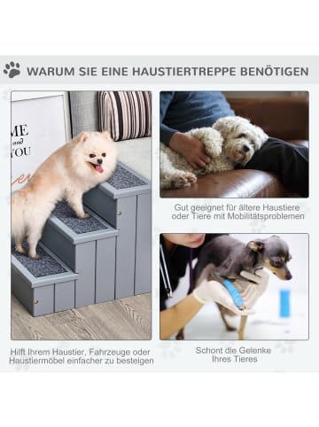 Pawhut Hundetreppe Grau B40,5 x T44,5 x H38 cm