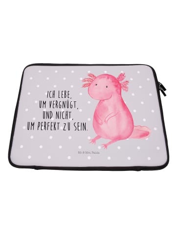 Mr. & Mrs. Panda Notebook Tasche Axolotl Niedlich mit Spruch in Grau Pastell