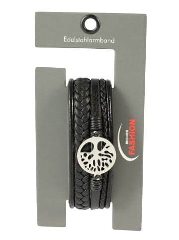 Adeliás Unisex Anhänger – Lebensbaum Gravuranhänger aus Leder in schwarz