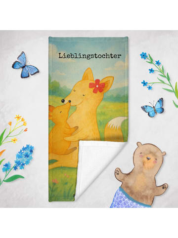 Mr. & Mrs. Panda Strandtuch Fuchs Mama Design mit Spruch in Blau Pastell