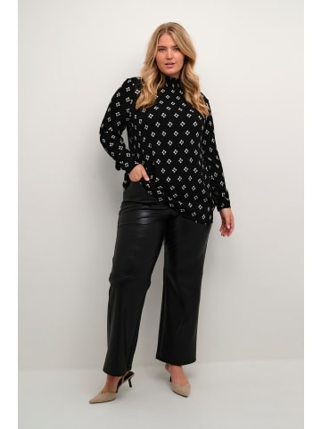 KAFFE curve Langarm-Bluse KCami in Black Small Flower Print