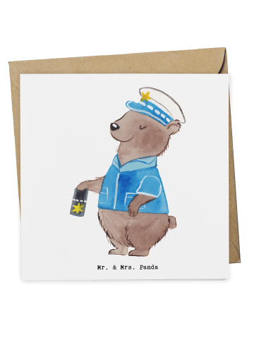 Mr. & Mrs. Panda Glückwunschkarte Polizistin Herz ohne Spruch in Weiß